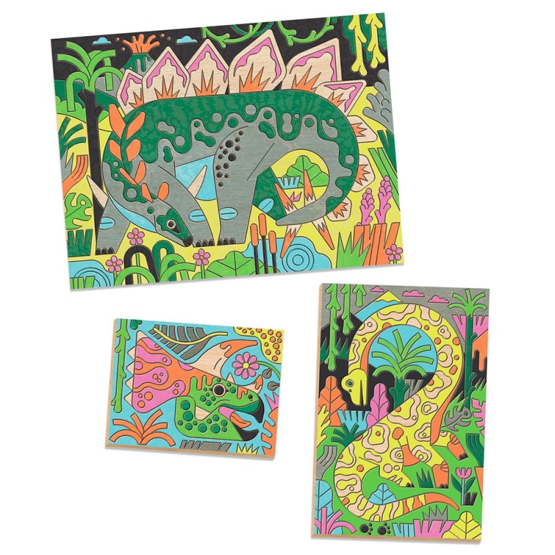 Colorare Sul Legno: Dinosauri - Djeco