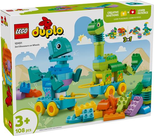 10451 Duplo Dinosauri Su Ruote 3 In 1 - Lego