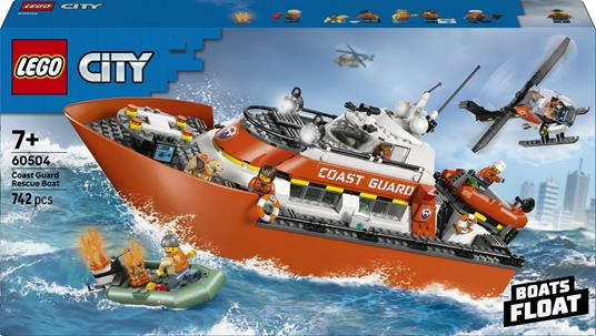 60504 City Motoscafo Di Soccorso Ed Elicottero Della Guardia Costiera - Lego